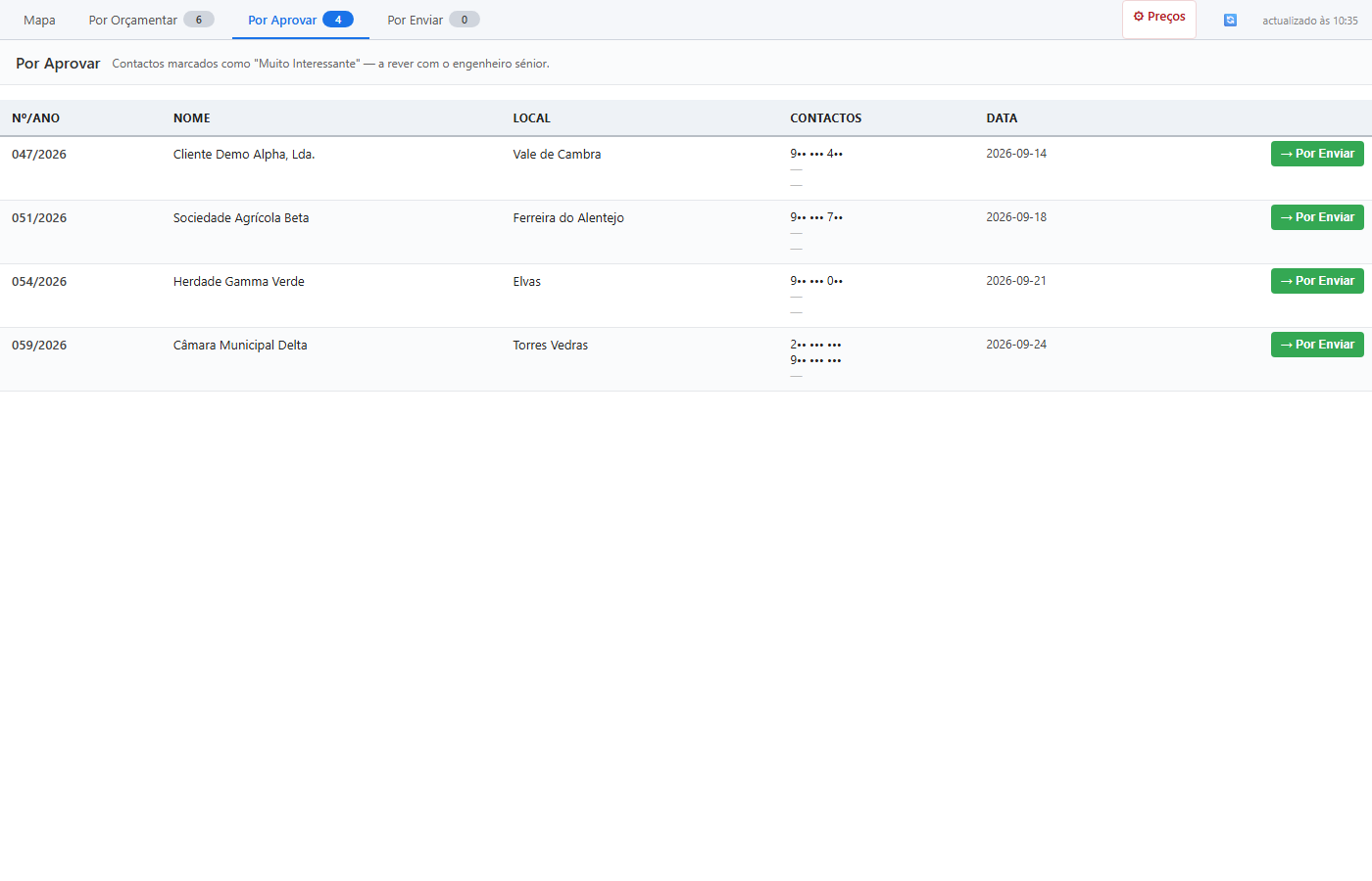 To approve — one click moves a contact on to 'to send' without reopening the editor.