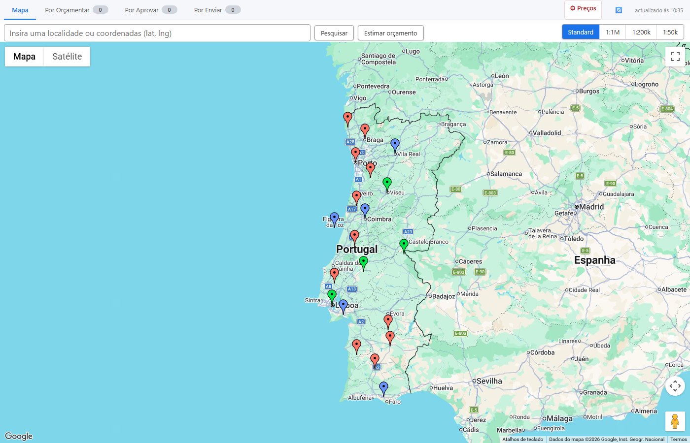 Every borehole in one place, colour-coded by type, with search by place name or coordinates.